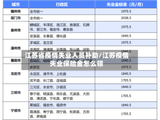 江苏省疫情失业人员补助/江苏疫情失业保险金怎么领
