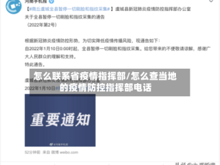 怎么联系省疫情指挥部/怎么查当地的疫情防控指挥部电话