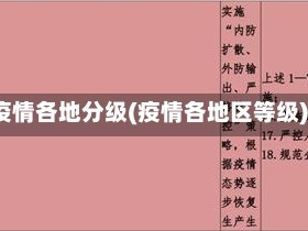 疫情各地分级(疫情各地区等级)