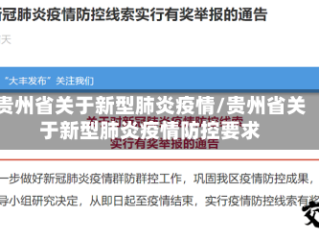 贵州省关于新型肺炎疫情/贵州省关于新型肺炎疫情防控要求