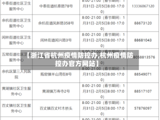 【浙江省杭州疫情防控办,杭州疫情防控办官方网站】