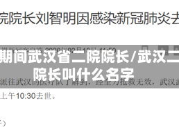 疫情期间武汉省二院院长/武汉二院院长叫什么名字