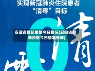 安徽省最新疫情今日情况(安徽省最新疫情今日情况查询)