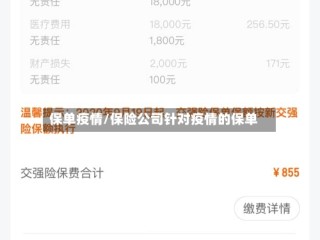 保单疫情/保险公司针对疫情的保单
