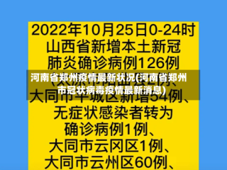 河南省郑州疫情最新状况(河南省郑州市冠状病毒疫情最新消息)