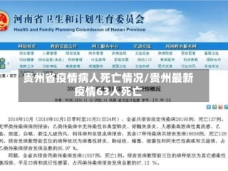 贵州省疫情病人死亡情况/贵州最新疫情63人死亡
