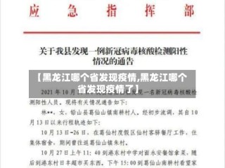 【黑龙江哪个省发现疫情,黑龙江哪个省发现疫情了】