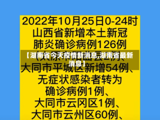 【湖南省今天疫情新消息,湖南省最新消息】