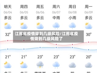 江苏省疫情降到几级风险/江苏省疫情降到几级风险了