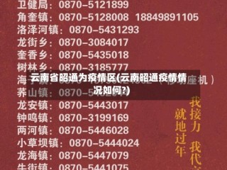 云南省昭通为疫情区(云南昭通疫情情况如何?)