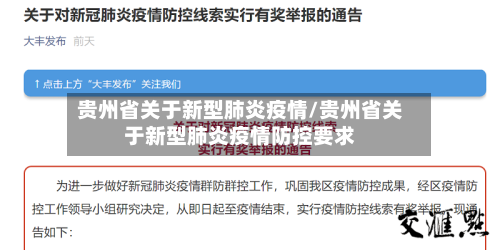 贵州省关于新型肺炎疫情/贵州省关于新型肺炎疫情防控要求-第1张图片
