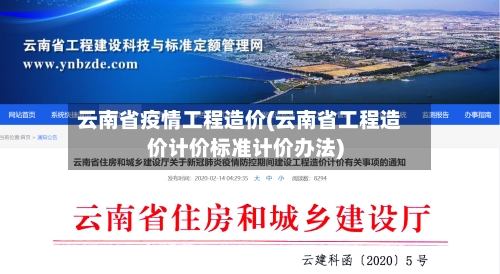 云南省疫情工程造价(云南省工程造价计价标准计价办法)-第1张图片