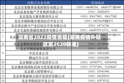 湖南省2022疫情免租(湖南疫情补贴政策2020标准)-第2张图片