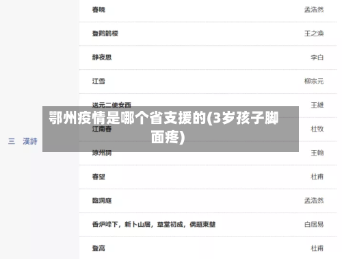 鄂州疫情是哪个省支援的(3岁孩子脚面疼)-第1张图片
