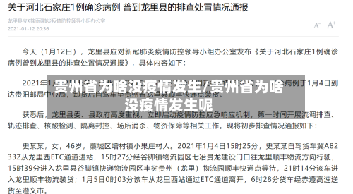 贵州省为啥没疫情发生/贵州省为啥没疫情发生呢-第3张图片