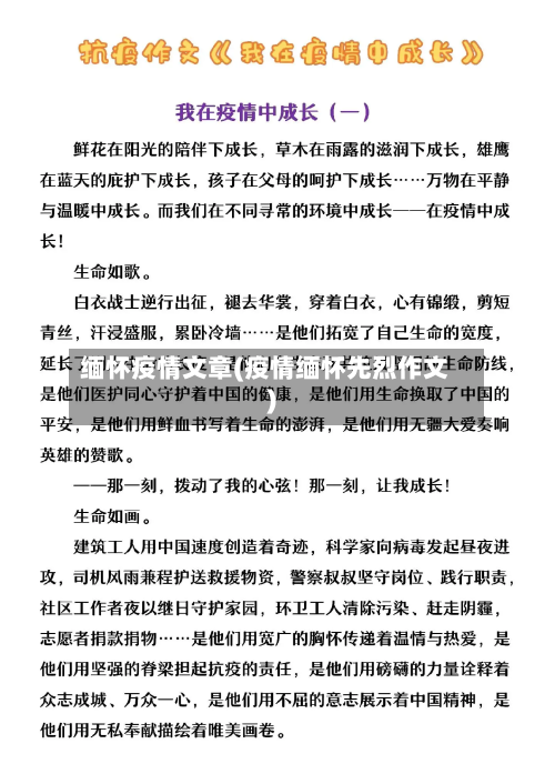 缅怀疫情文章(疫情缅怀先烈作文)-第3张图片